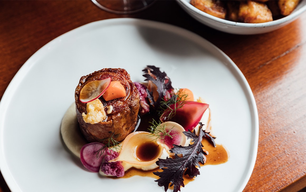 slow cooked lamb with accompaniaments